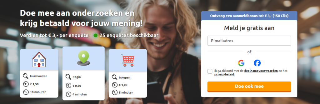 Verdien cash geld door enquêtes in te vullen bij EuroClix