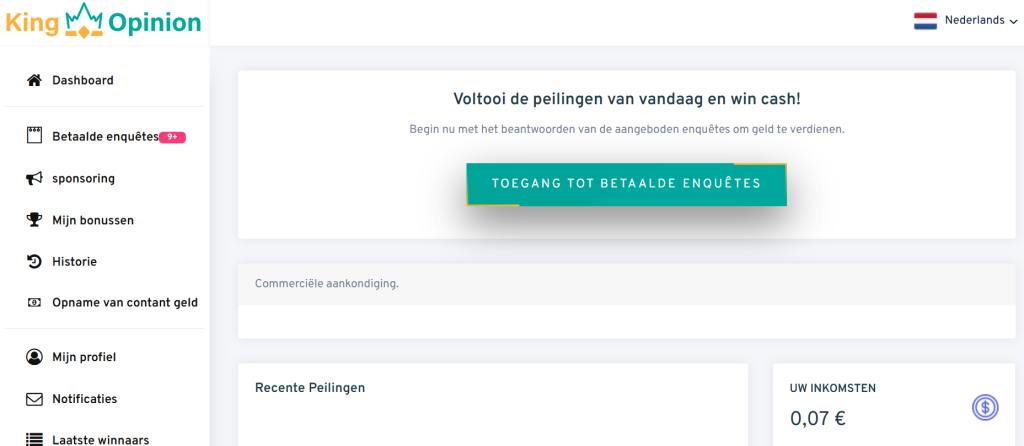 King Opinion review: verdien geld met enquetes invullen